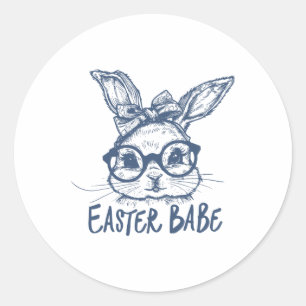 Easter Bunny Babe Happy Easter Day  Classic Round Sticker