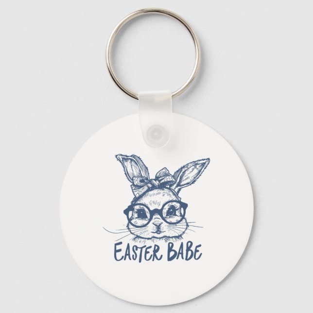 Easter Bunny Babe Happy Easter Day  Key Ring (Front)