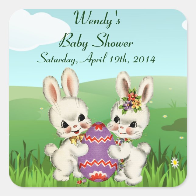 Easter Bunny Baby Shower Favour Stickers (Front)