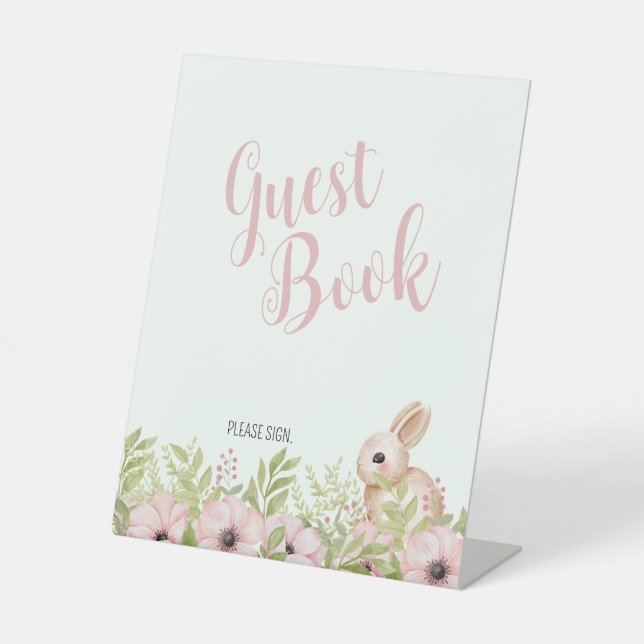 Easter Bunny Baby Shower Guest Book Sign (Front)