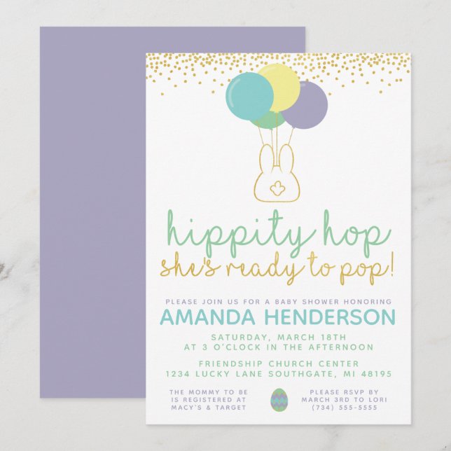 Easter Bunny Baby Shower Invitation (Front/Back)