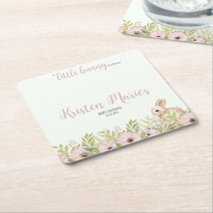 Easter Bunny Baby Shower Square Paper Coaster