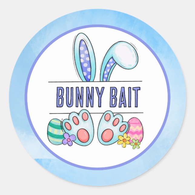 Easter Bunny Bait Blue Classic Round Sticker (Front)