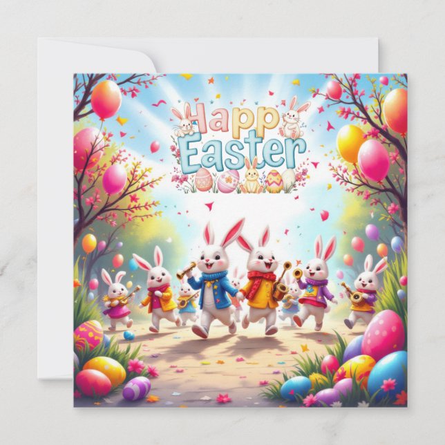 Easter Bunny Band Parade Holiday Card (Front)