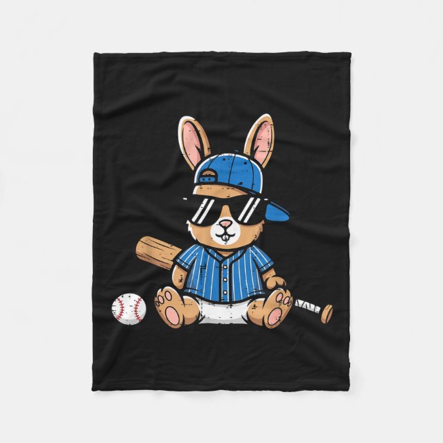 Easter bunny baseball cap ball bat cute rabbit fleece blanket (Front)