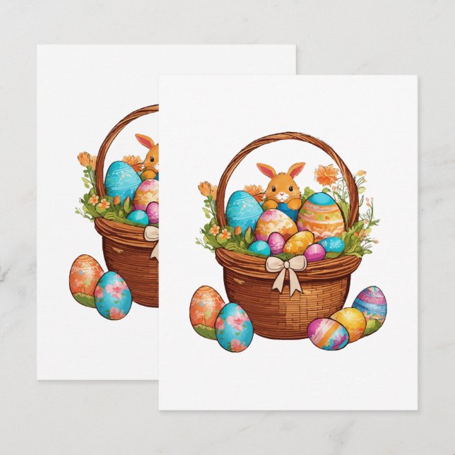 Easter Bunny Basket Card (Front/Back)