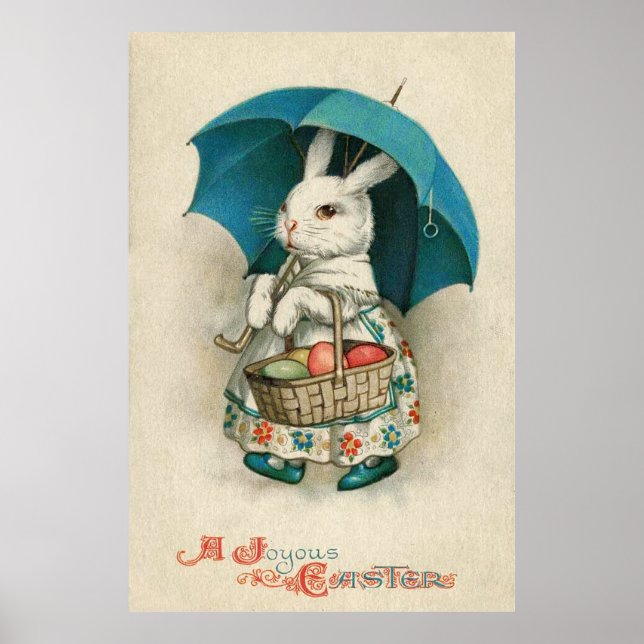 Easter Bunny Basket Coloured Egg Umbrella Poster (Front)