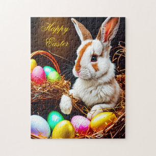 Easter Bunny Basket & Eggs Jigsaw Puzzle