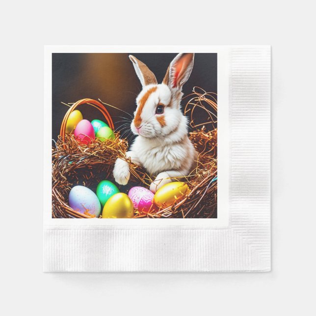 Easter Bunny Basket & Eggs  Napkin (Front)