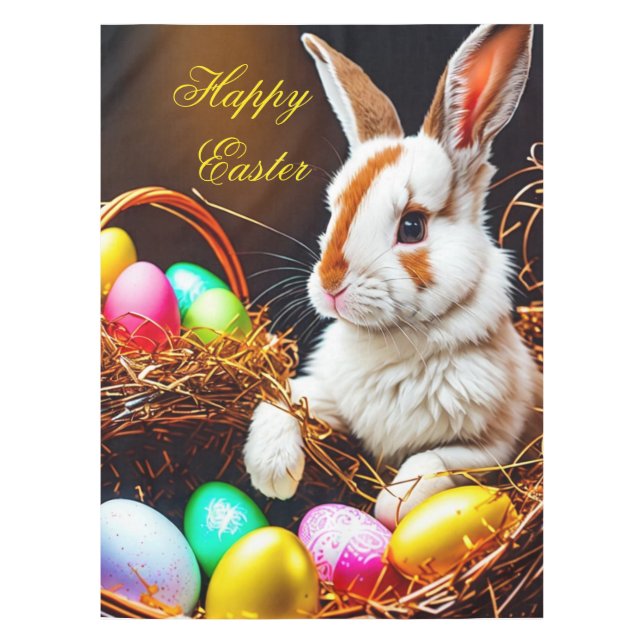 Easter Bunny Basket & Eggs Tablecloth (Front)