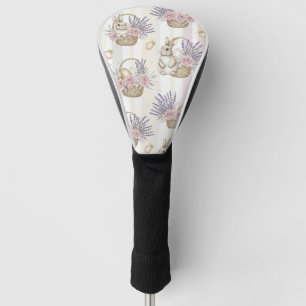 Easter Bunny Basket Pastel Gold Stripe Golf Head Cover