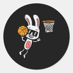 Easter Bunny Basketball Dunk Sports Boys Kids Todd Classic Round Sticker