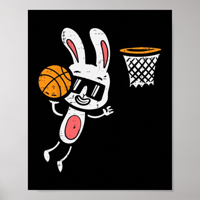 Easter Bunny Basketball Dunk Sports Boys Kids Todd Poster (Front)