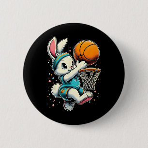 Easter Bunny Basketball Funny Bunny Playing Basket 6 Cm Round Badge