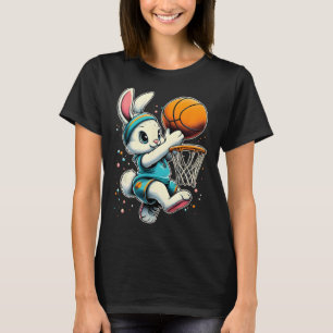 Easter Bunny Basketball Funny Bunny Playing Basket T-Shirt