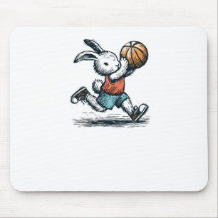 Easter Bunny Basketball Player - Minimalist Animal Mouse Mat