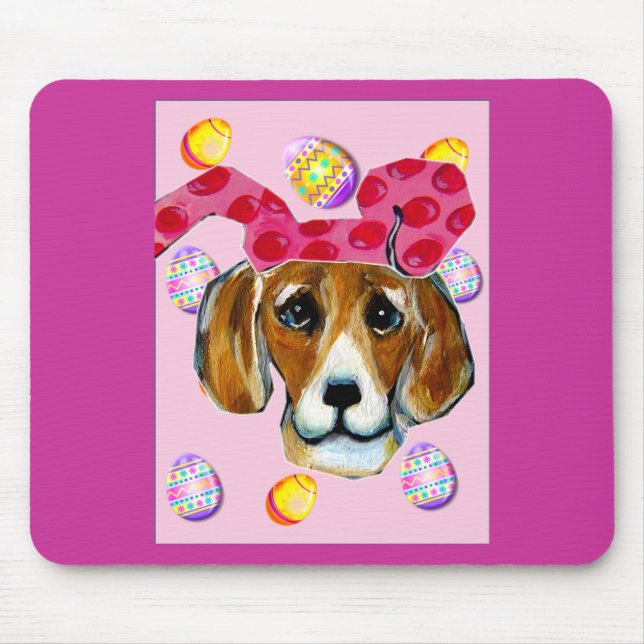 EASTER BUNNY BEAGLE MOUSE MAT (Front)