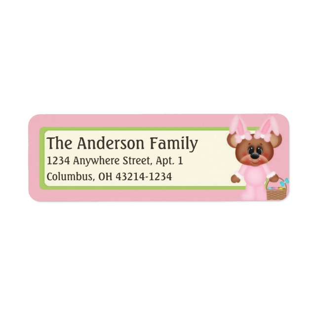 Easter Bunny Belinda Teddy Bear Address Labels (Front)