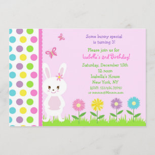 Easter Bunny  Birthday Party Invitations