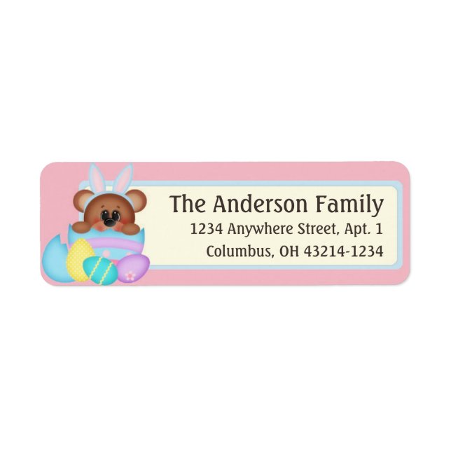 Easter Bunny Bixby Teddy Bear & Egg Address (Front)
