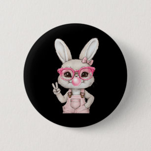 Easter Bunny Blowing Bubble Happy Easter Bunny Coq 6 Cm Round Badge