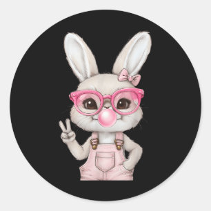 Easter Bunny Blowing Bubble Happy Easter Bunny Coq Classic Round Sticker