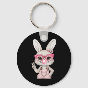 Easter Bunny Blowing Bubble Happy Easter Bunny Coq Key Ring