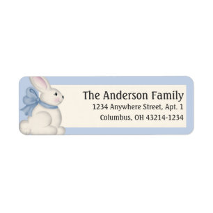 Easter Bunny Blue Colour Return Address Labels