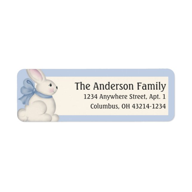Easter Bunny Blue Colour Return Address Labels (Front)