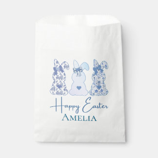 Easter Bunny Blue Floral Bow Coquett Personalised Favour Bags