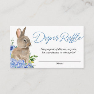 Easter bunny blue white floral diaper raffle cards