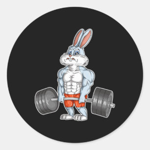 Easter Bunny Bodybuilding Gym Fitness Workout T Sh Classic Round Sticker