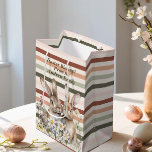 Easter Bunny Boho Watercolor Personalised  Medium Gift Bag