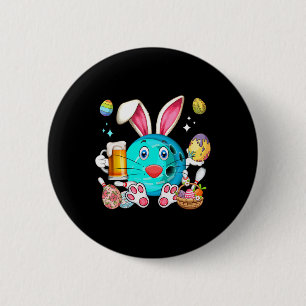 Easter Bunny Bowling Equipment Drinking Beer Funny 6 Cm Round Badge