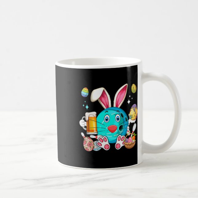 Easter Bunny Bowling Equipment Drinking Beer Funny Coffee Mug (Right)