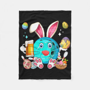 Easter Bunny Bowling Equipment Drinking Beer Funny Fleece Blanket