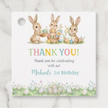 Easter Bunny Boy First Birthday Favor Gift Tag
