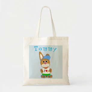 Easter Bunny Boy Name Egg Hunt Bag Tote
