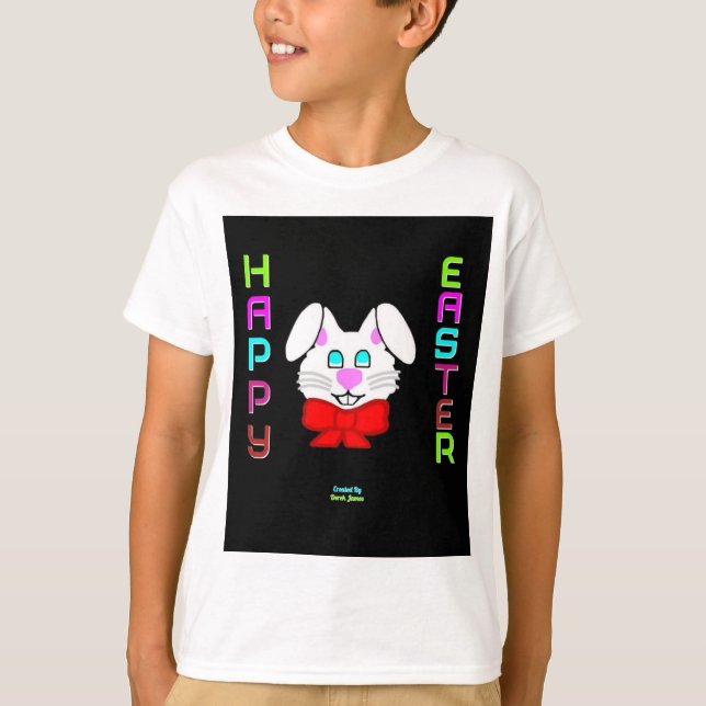 Easter Bunny Boys White Basic T Shirt (Front)
