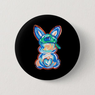 Easter bunny brushstroke happy easter women boyEas 6 Cm Round Badge