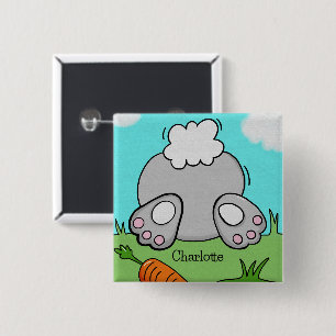 Easter Bunny Bum Cute Rabbit Personalized 15 Cm Square Badge