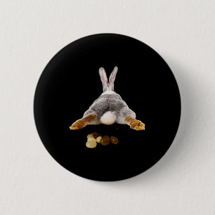 Easter bunny butt tail funny poop jelly beans  6 cm round badge