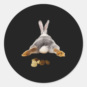 Easter bunny butt tail funny poop jelly beans classic round sticker