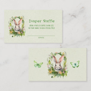 Easter Bunny Butterfly Wreath Diaper Raffle Business Card