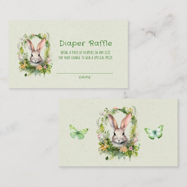 Easter Bunny Butterfly Wreath Diaper Raffle Business Card (Front/Back)