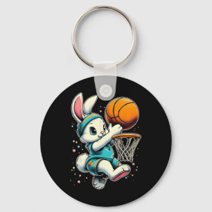 Easter Bunny Bysketbyll Funny Bunny Playing Bysket Key Ring