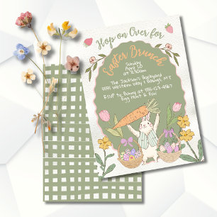 Easter Bunny Carrot Brunch Egg Hunt Party Invitation