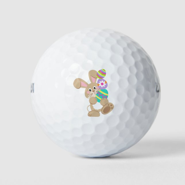 Easter Bunny Carrying Eggs Design Golf Balls (Front)