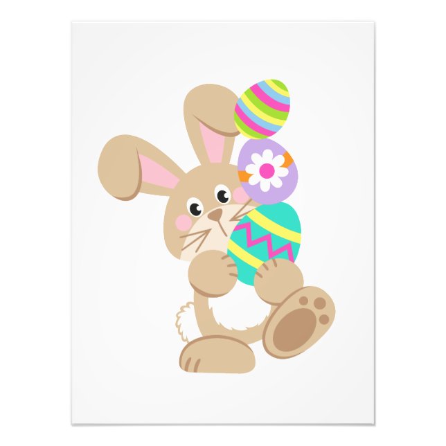 Easter Bunny Carrying Eggs Design Photo Print (Front)