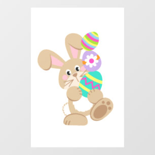  Easter Bunny Carrying Eggs Design Rectangle Window Cling